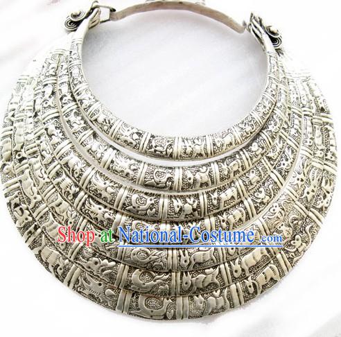 Five Layers of Miao Silver Sheng Xiao Necklace