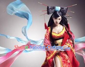 Internet Games Liao Zhai Sexy Beauty Costumes and Wig Complete Set