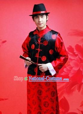 Chinese Wedding Bridegroom Dress and Hat Complete Set