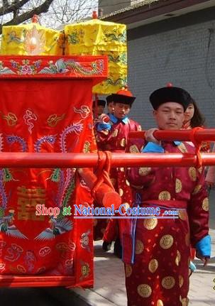 Traditional Chinese Wedding Waiter Costumes and Hat Set