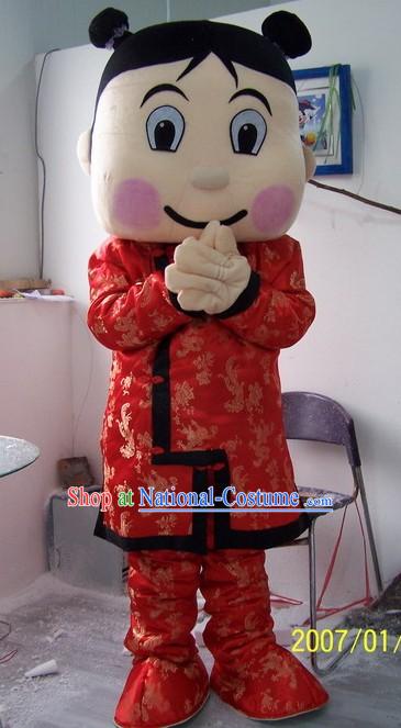 Traditional Chinese Girl Mascot Cartoon Character Costumes Complete Set