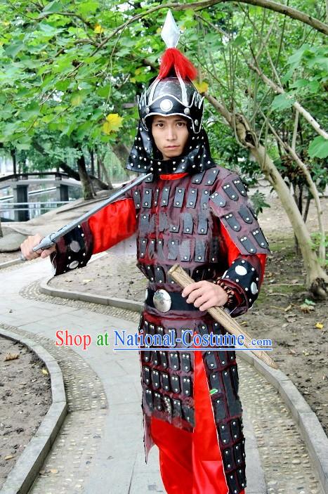 Ancient Chinese General Armor Costumes and Helmet Complete Set