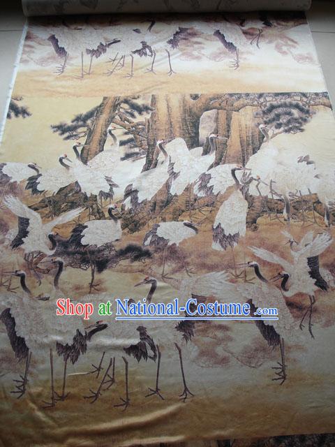 Traditional Chinese Palce Cranes Silk Fabric