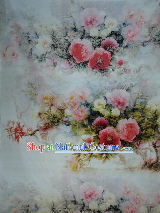 Traditional Chinese Silk Peony Fabric