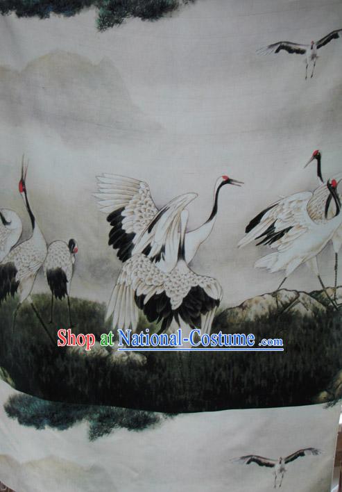 Traditional Chinese Cranes Silk Fabric