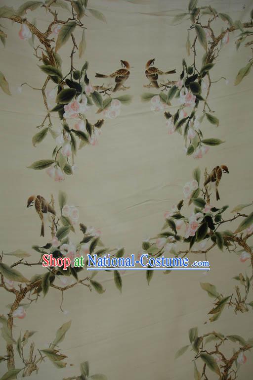 Traditional Chinese Birds and Flower Silk Fabric