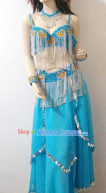 Supreme Blue Belly Dance Costume Complete Set for Women