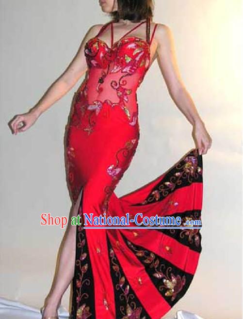 Supreme Red Belly Dance Costumes Complete Set