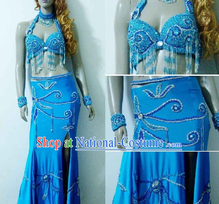 Top Blue Belly Dance Costumes Complete Set for Women