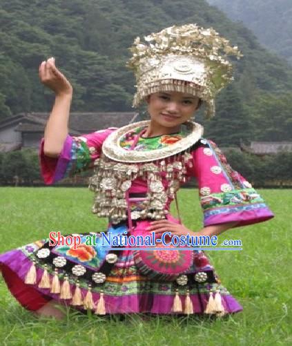 China Miao Performance Costume and Accessories Set