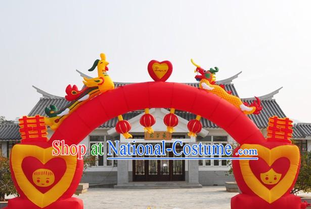 Dragon Phoenix Lanterns Chinese Wedding Inflatable Arch