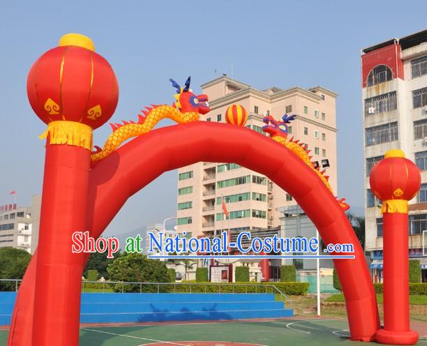 473 Inches Large Double Dragons and Lanterns Inflatable Arches