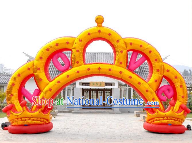 Large 315 Inches Golden Inflatable Emperor Crown Arch