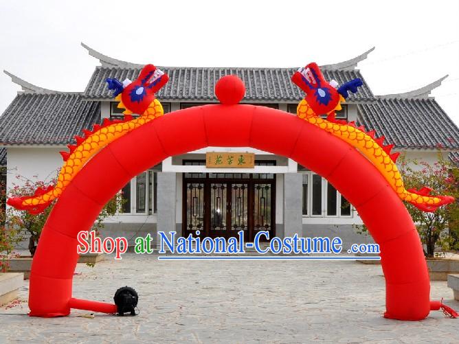 Chinese Inflatable Double Dragons Playing Ball