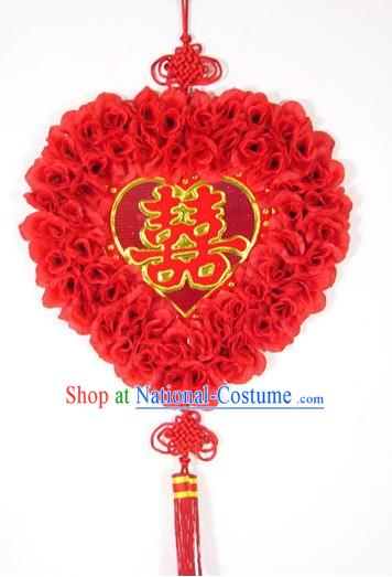 55 Inches Large Silk Rose Chinese Knot Decoration