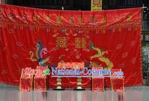 Chinese Traditional Dragon Phoenix Wedding Backdrop