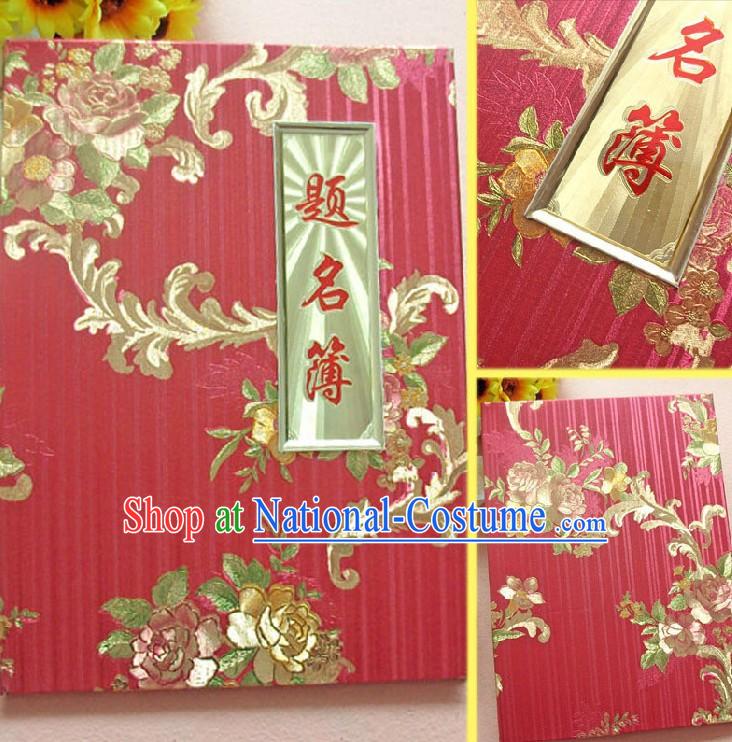 Traditional Chinese Wedding Peony Signature Book