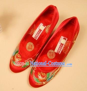 Chinese Traditional Bride Wedding Shoes - Bai Nian Hao He