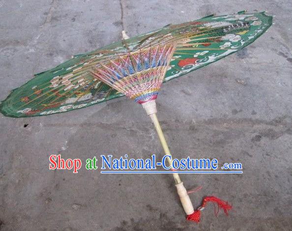 Chinese Hand Made Green Phoenix Umbrella