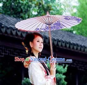 Chinese Blue Flower Hanfu Umbrella