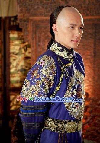 Ancient Chinese Qing Dynasty Official Court Costumes and Hat