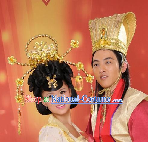 Traditional Chinese Wedding Hair Decoration Crowns for Bride and Groom