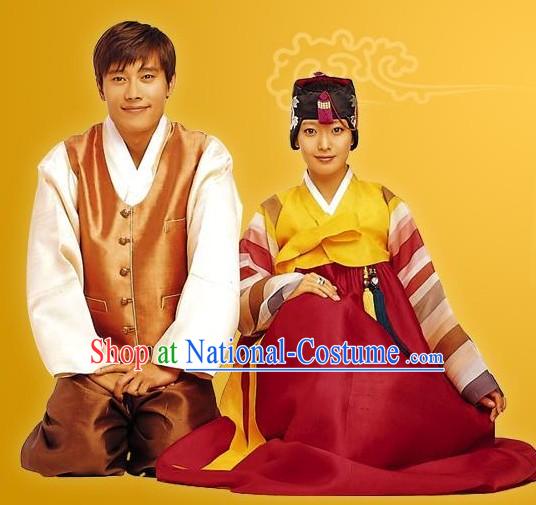 Ancient Korean Hanbok Two Sets for Men and Women