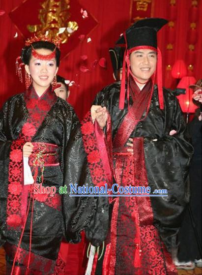 Han Dynasty Quju Garments Wedding Dress 2 Sets for Men and Women