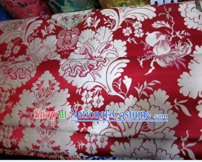 Chinese White Flower Brocade Fabric