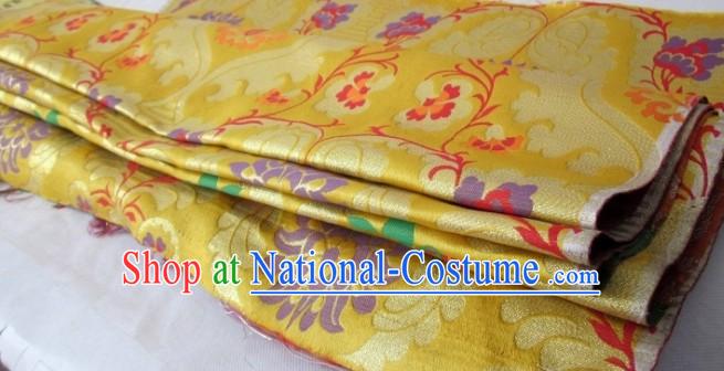 Traditional Chinese Folk Golden Brocade Fabric