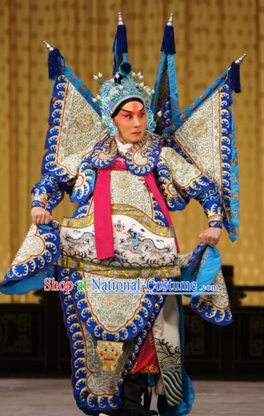 Peking Opera Zhao Yun Da Kao Armor Dress and Hat Set for Men