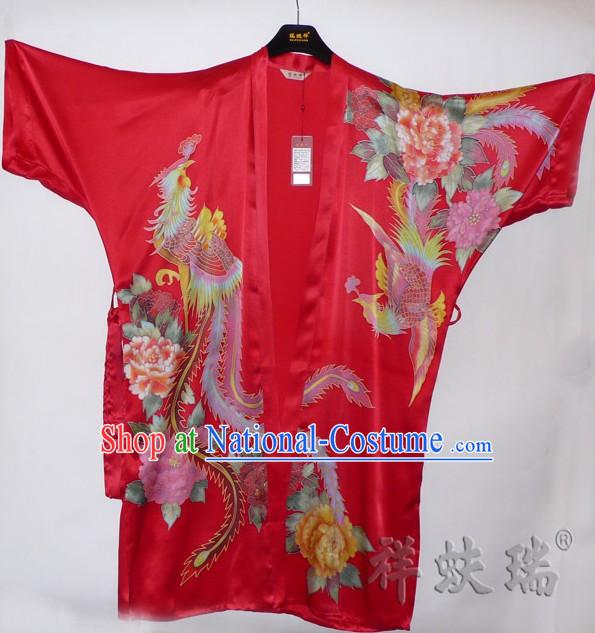 Rui Fu Xiang Hand Painted Phoenix Silk Gown for Women