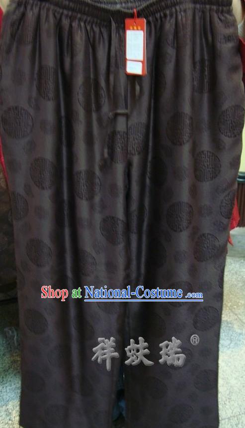 Chinese Peking Rui Fu Xiang Silk Pants for Men