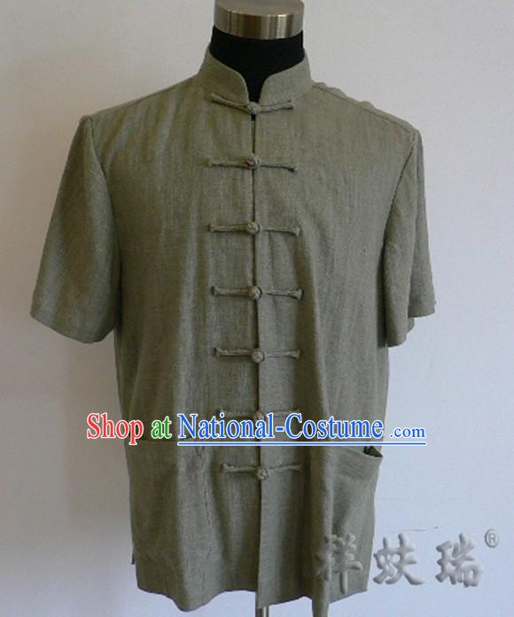 Chinese Peking Rui Fu Xiang Flax Tang Blouse for Men