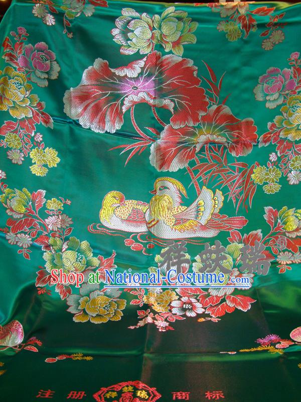 Chinese Peking Rui Fu Xiang Green Wedding Brocade Bedcover