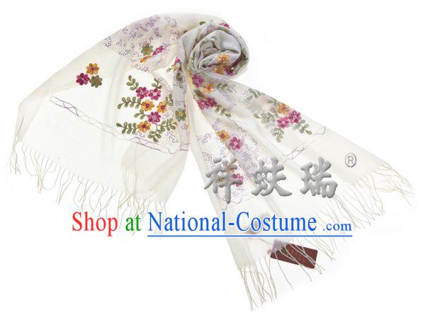 Traditional Chinese Rui Fu Xiang Flower Wool Scarf