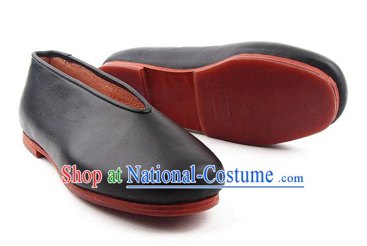 Traditional Chinese Beijing Bu Ying Zhai Cow Leather Black Shoes