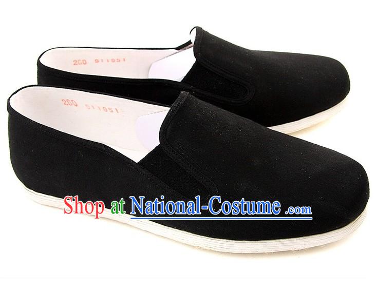 Chinese Classic Handmade Bu Ying Zhai Black Cloth Shoes for Men