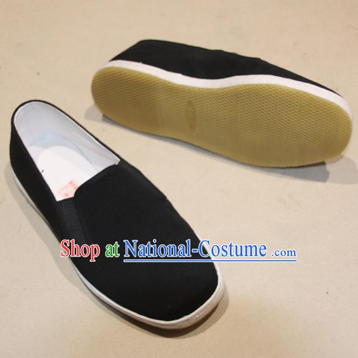 Chinese Handmade Bu Ying Zhai Black Cloth Shoes for Men