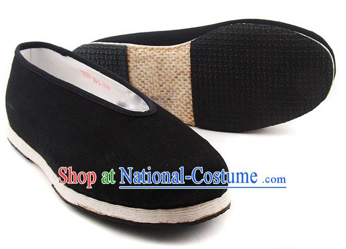 Chinese Handmade Bu Ying Zhai Black Cloth Shoes for Men