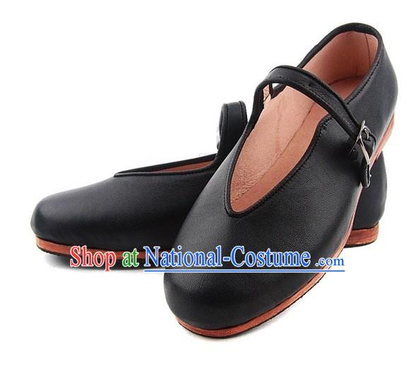 Chinese Classic Handmade Bu Ying Zhai Mulan Cow Leather Shoes for Women