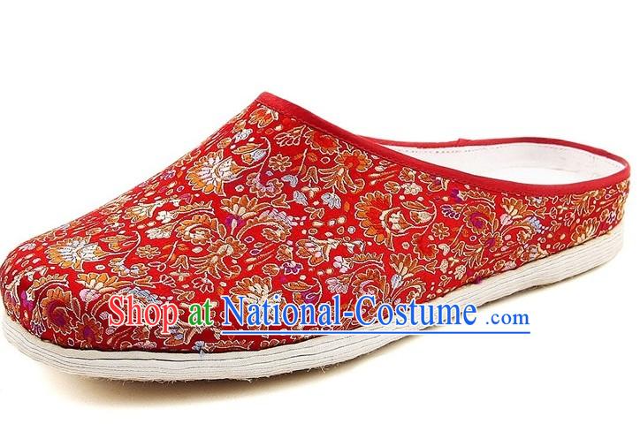 Chinese Handmade Bu Ying Zhai Brocade Slippers for Women