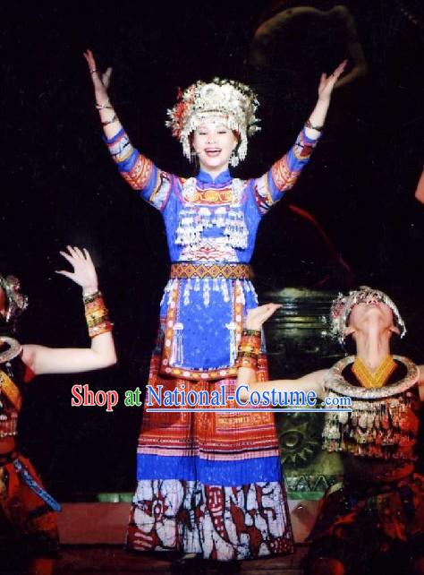 Chinese Miao Dance Costumes and Hat Full Set