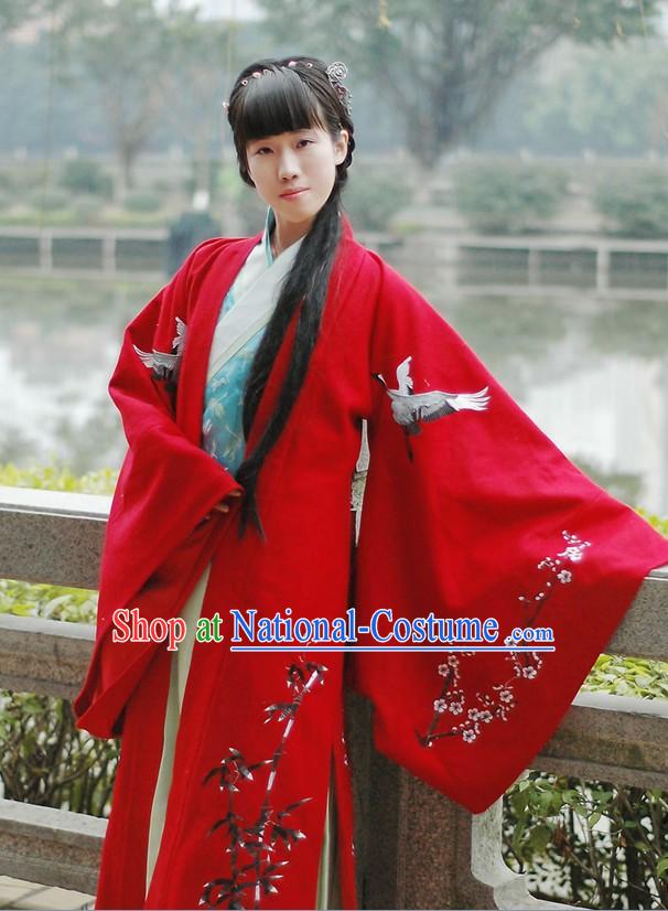 Traditional Chinese Lucky Red Cranes Wedding Dress