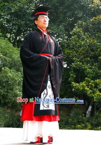 Traditional Chinese Doctor Degree Graduation Robe Hanfu Complete Set