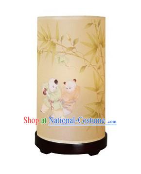 Chinese Hand Painted Silk Palace Reading Lamp