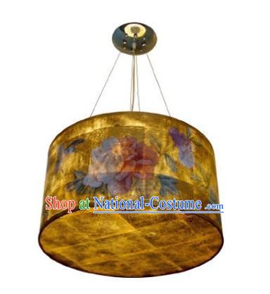 Chinese Classical Hand Painted Peony Silk Chandelier