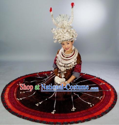 Chinese Miao Minority Ethnic Costumes and Hat Set