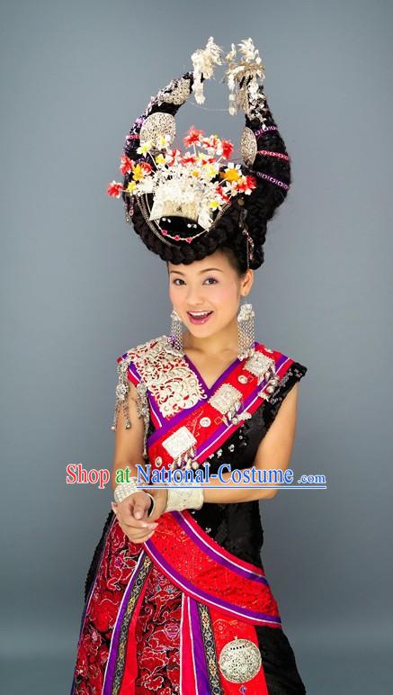 Chinese Miao Tribe Dance Costume and Hat Set