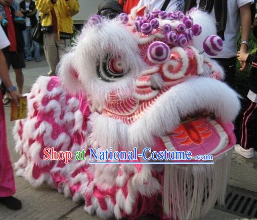 Top White Long Happy Lion Dance Costumes Complete Set